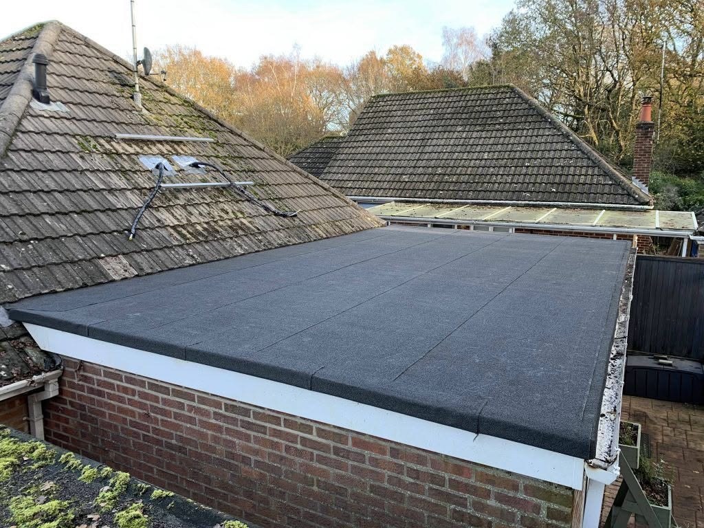 Completed torch-on felt flat roof by Harding & Co. Roofing Specialists in London and the South East — project 2